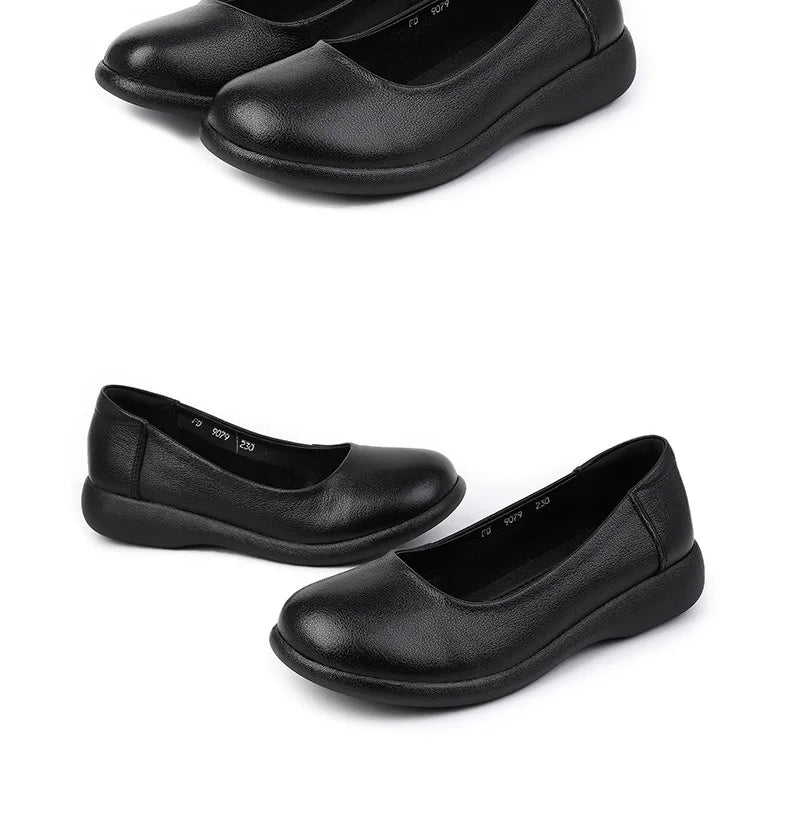 2025 Women Shoes Genuine Leather Spring New Dress Shoes Women Large Size Low Heels Office Lady Shoes