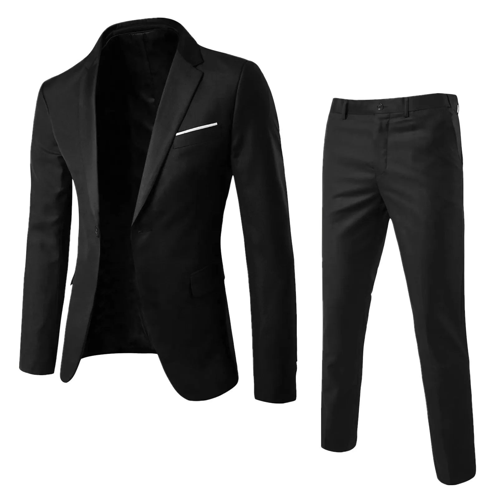 Mens Suit Set Two Piece Business Formal Wear Korean Slim Fit Groom Groomsmen Wedding Tuxedo