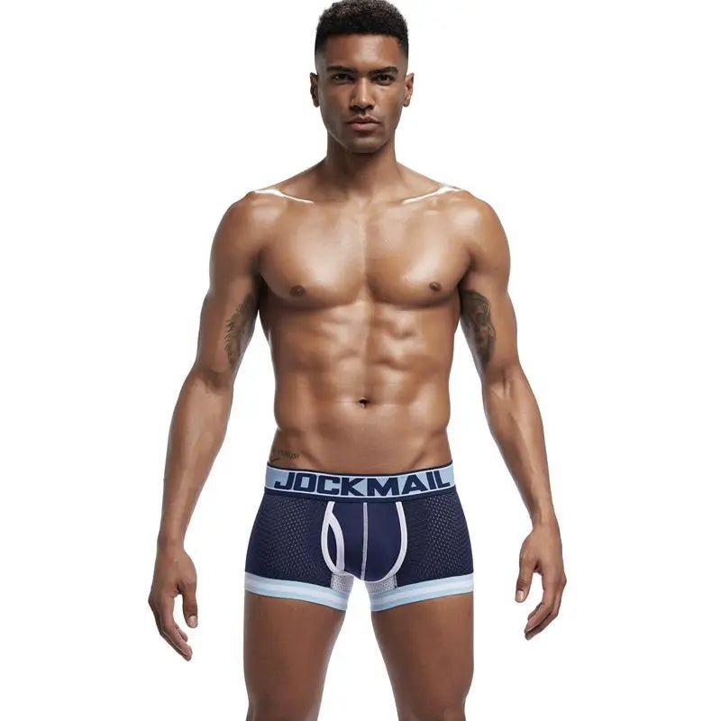 JOCKMAIL Men Underwear Boxes Mesh Quick Drying Ice Silk Breathable Youth Fashion Calzoncillos Sexy Am Gosteren Killer Sansursuz