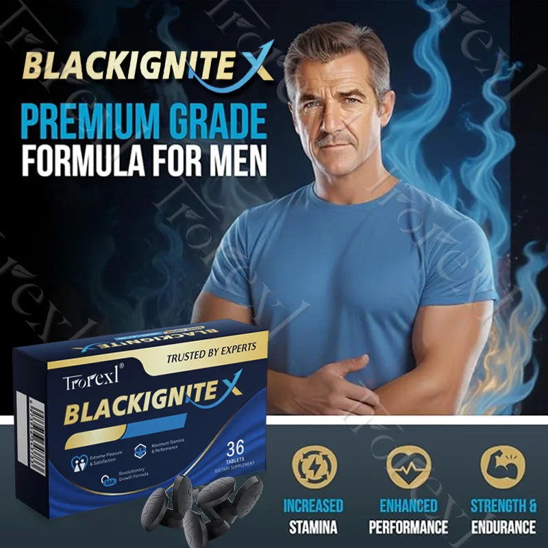 Black IgniteX Male Endurance Booster Supplement, Masculine Drive, Superior Pumps & Fullness, Saw Palmetto Oyster Tablets
