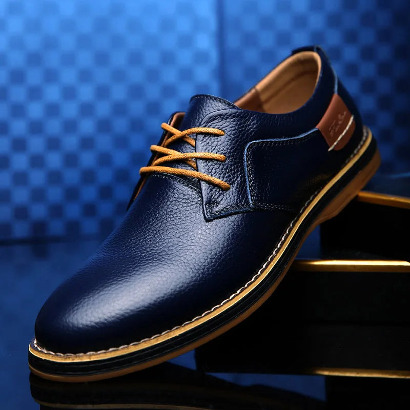Men Oxfords Genuine Leather Dress Shoes Brogue Lace Up Italian Mens Casual Shoes Luxury Brand Moccasins Loafers Plus Size 38-48
