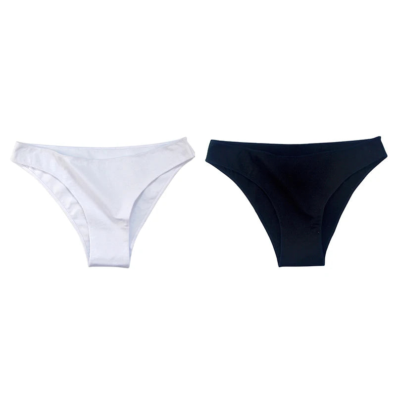 2Pcs Women Cotton Panties Comfortable Underwear Solid Low Waist Briefs Female Underpants Elasticity Breathable Lingerie M-XL