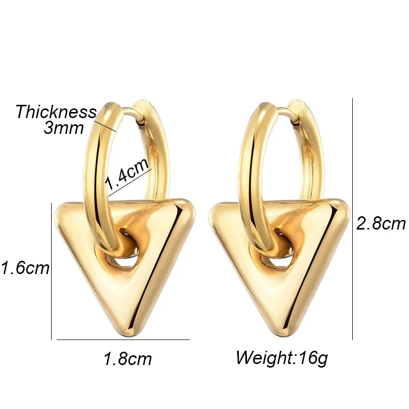 Stainless Steel Round Star Moon Heart Pendant Hoop Earrings for Women Fashion Classic Y2K Jewelry Gold Silver Color Earring