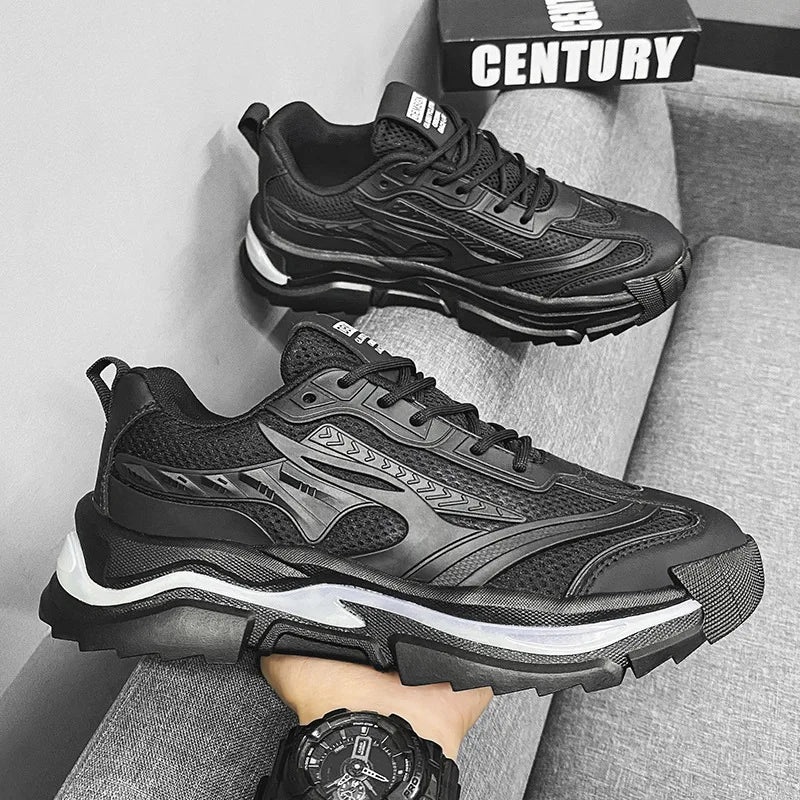 Men's Shoes Sports Shoes Fashionable and Casual Autumn Breathable Black Running Shoes Platform Comfortable Dad Shoes Tide