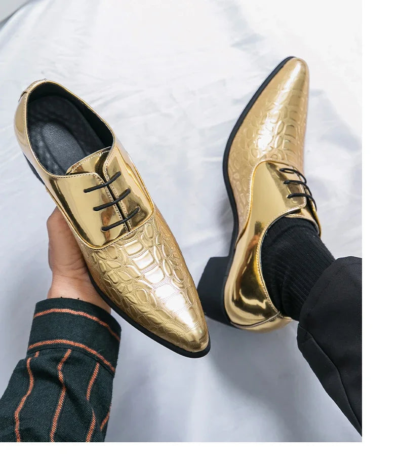 Luxury Multiple Colors High Heel Men's Shoes Fashion Moccasin Man Wedding Shoes Groom Designer Pointed Toe Leather Dress Oxfords