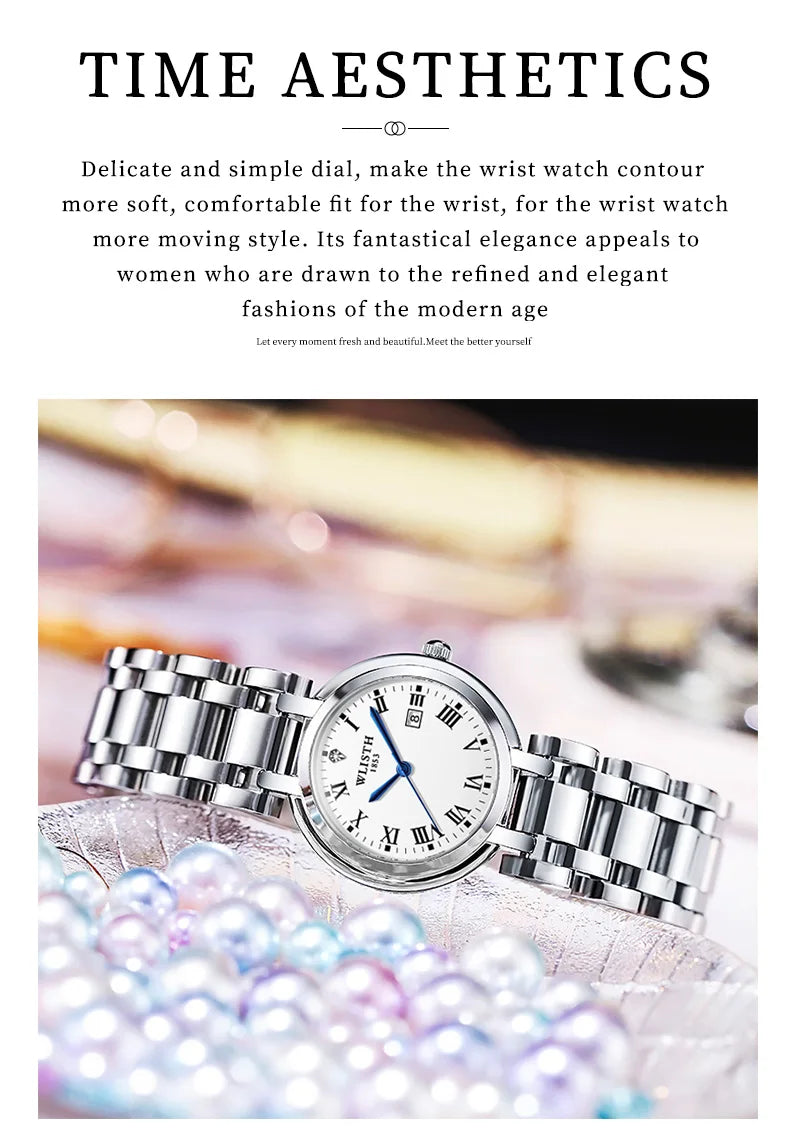 Watches for Women Stainless Steel Modern Hand Clock Female Gifts Luminous Waterproof Ladies Wristwatches for Women Montre Femme