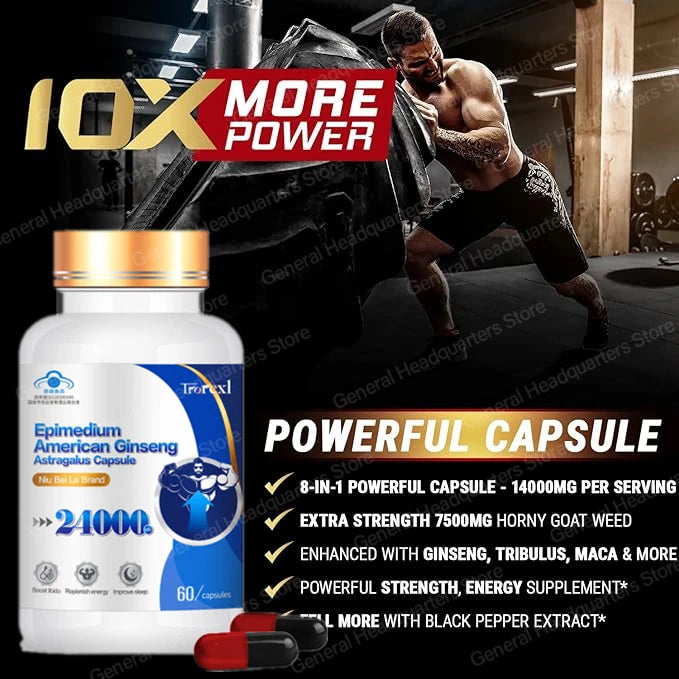 Extra Strength Supplement with Epimedium & Panax Ginseng Extract, Male Enhancing Supplement Supports Improve Male Energy Levels