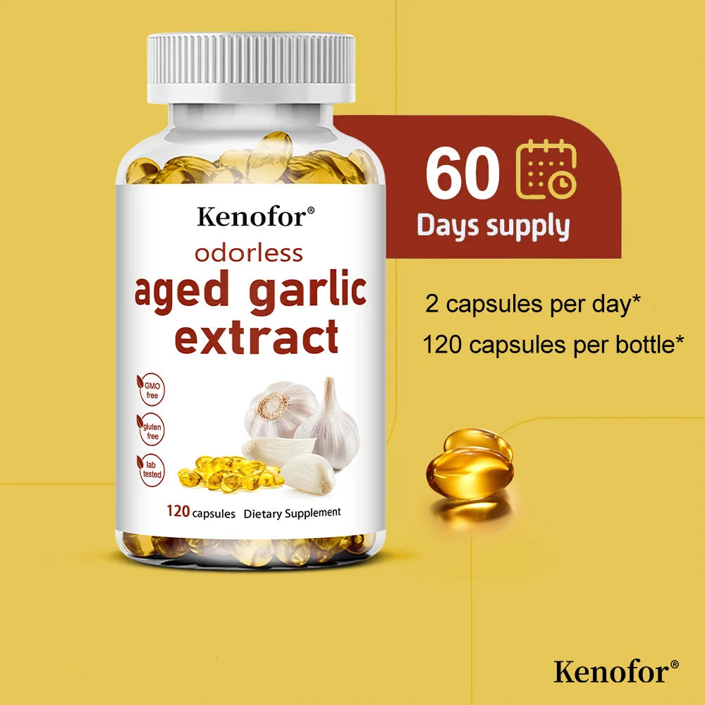 Aged Garlic Extract-odorless, Supports Heart Health, Supports Respiratory and Immune Health, Cleansing and Detoxification