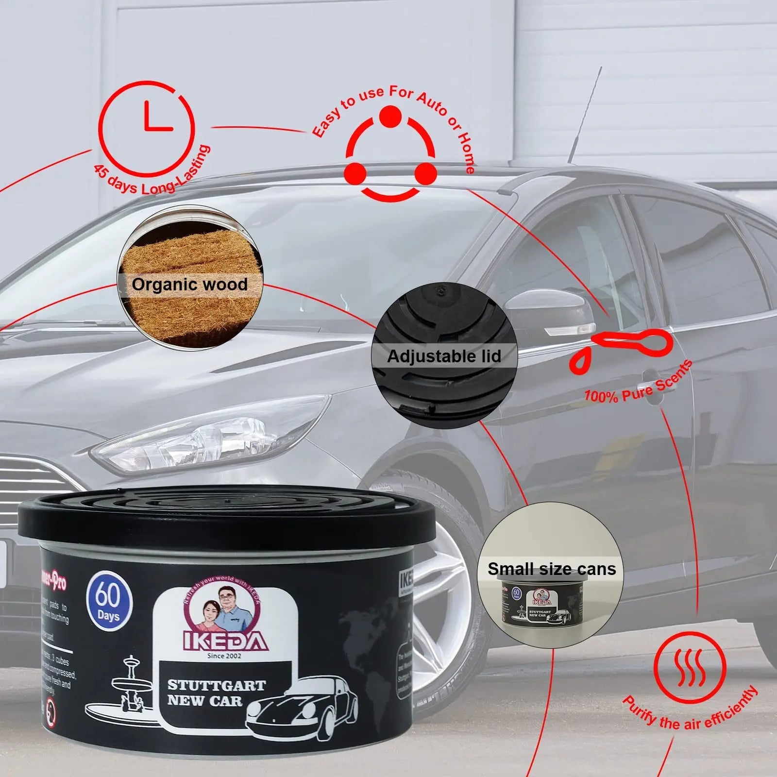 Car Air Fresheners:  Lemon Scent | Organic Cans | Odor Eliminator Essential | Long-Lasting | Strong Fragrance | For Home Closet