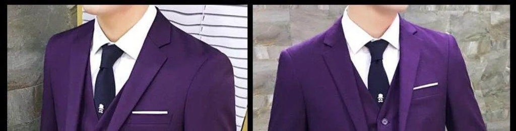 Men's Three-Piece Suit Set Business Formal Tailored Wedding Groomsmen Dress Spring Fashion Urban Polyester Blend Standard Fit