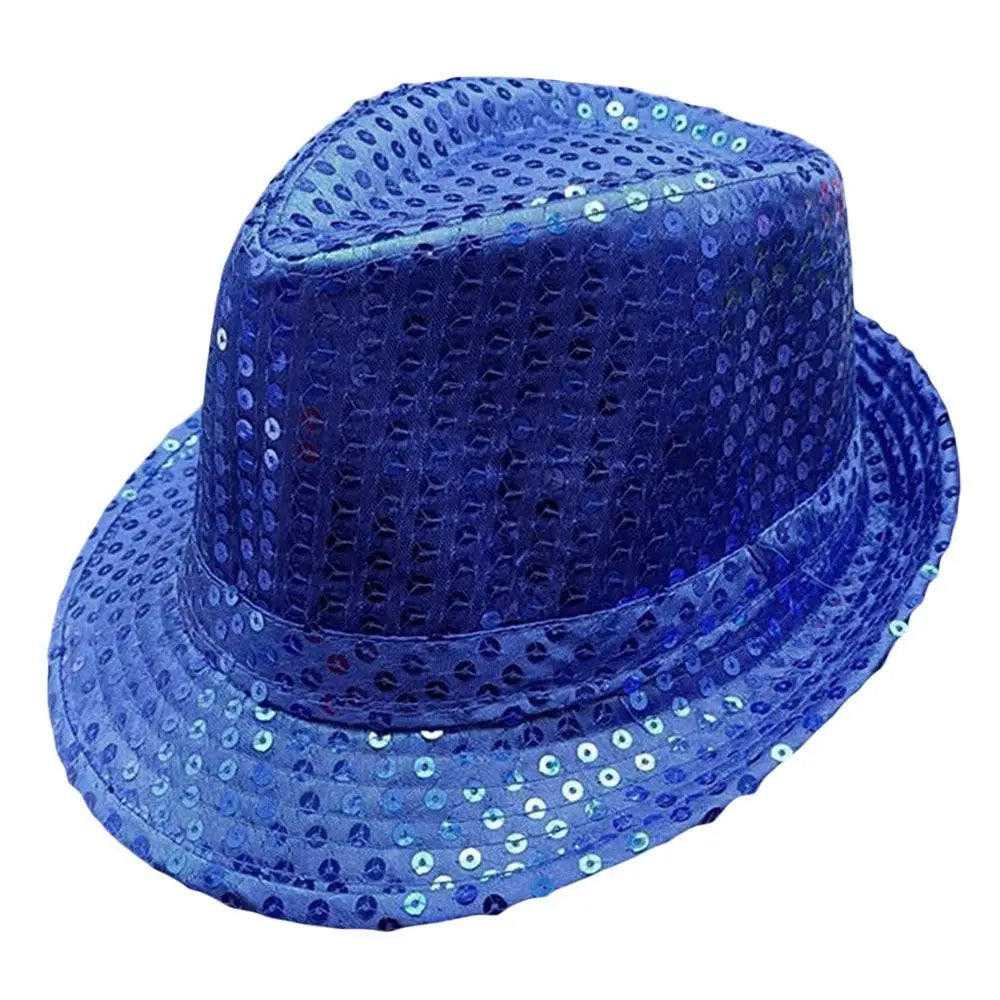 Men Women Jazz Hat Sequins Decorated Stage Dance Performance Cap Party Holiday Hat