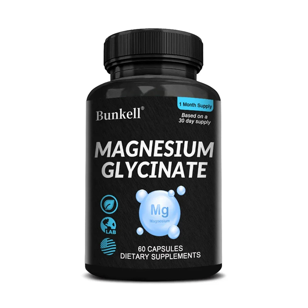 Magnesium Glycinate - Supports Nerve, Muscle, Bone and Heart Health, Helps with Stress, Sleep Quality Support, Muscles Recovery