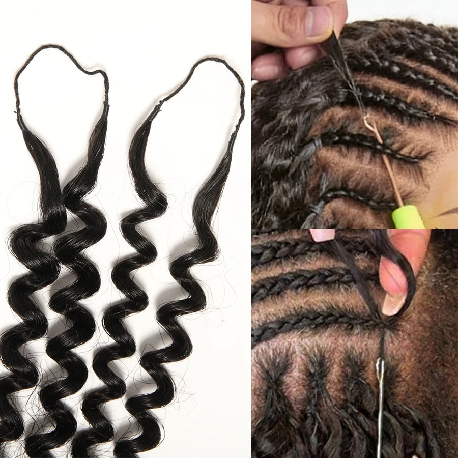 Kinky Curly Crochet Human Hair Extensions Curly Wigs Knotless Crochet Human Hair Bundles With String Remy Virgin Hair For Women