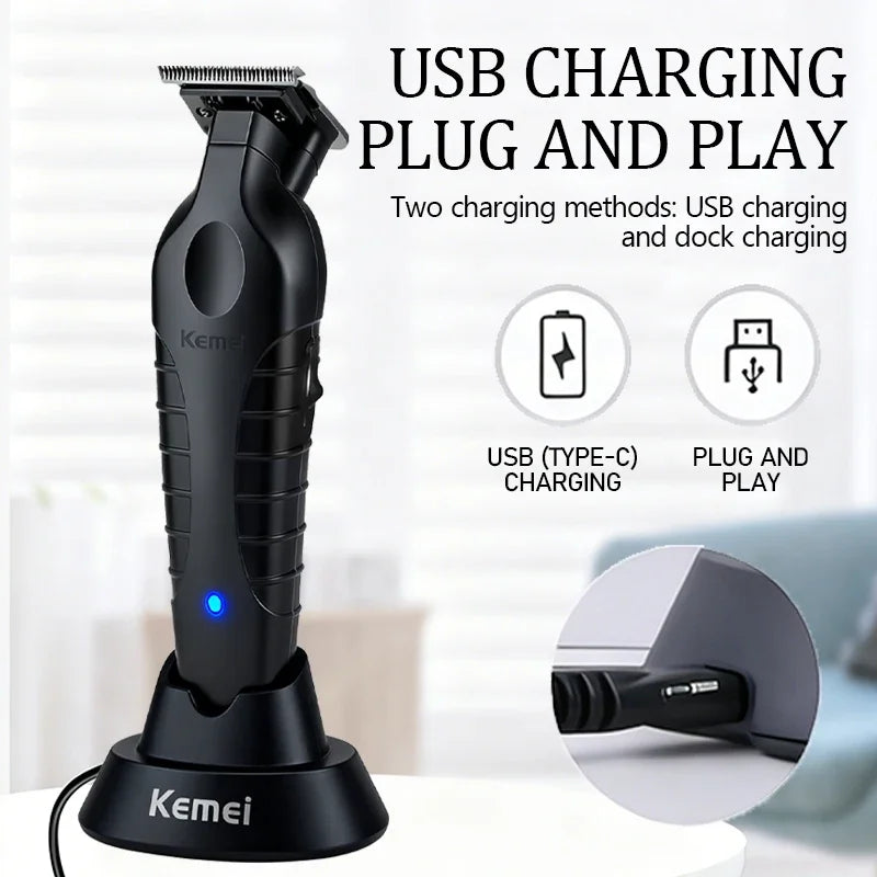 Kemei Electric Hair Clipper KM-2299D with Base Electric Thruster Charging USB Oil Head Carving Hair Clipper for Hair KM-2299