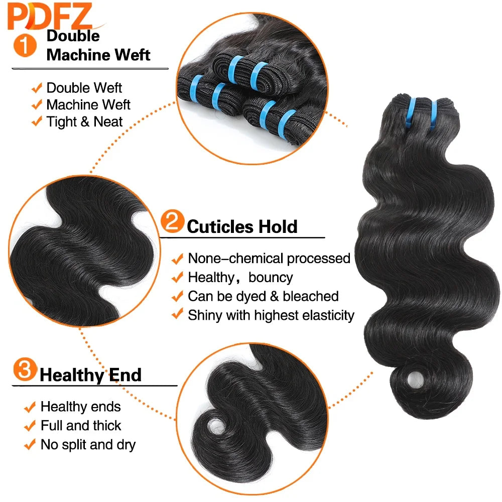 Body Wave Human Hair Bundles 16A Double Drawn 100% Human Hair Brazilian Virgin Human Hair Extensions For Women Cheap Human Hair