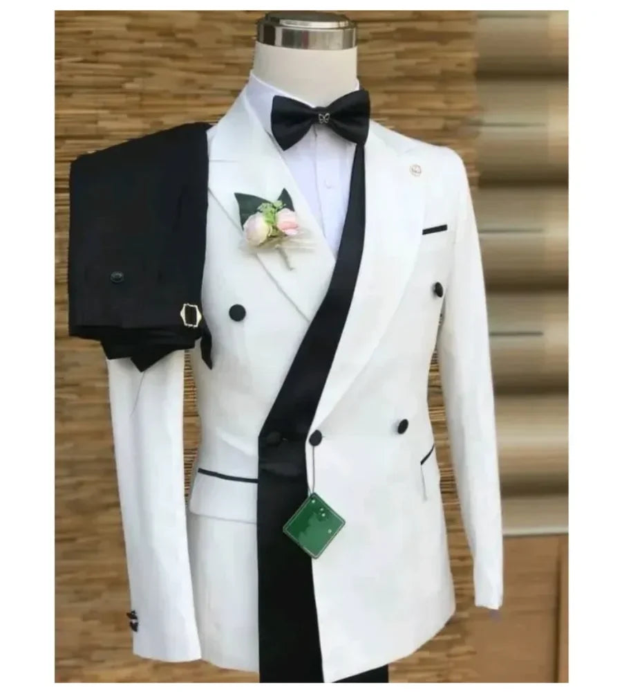 Double Breasted Formal Suits for Men Business Prom Blazer with Pants Wedding Groom Tuxedo Male Suits Custom 2 Pieces Suit Jacket