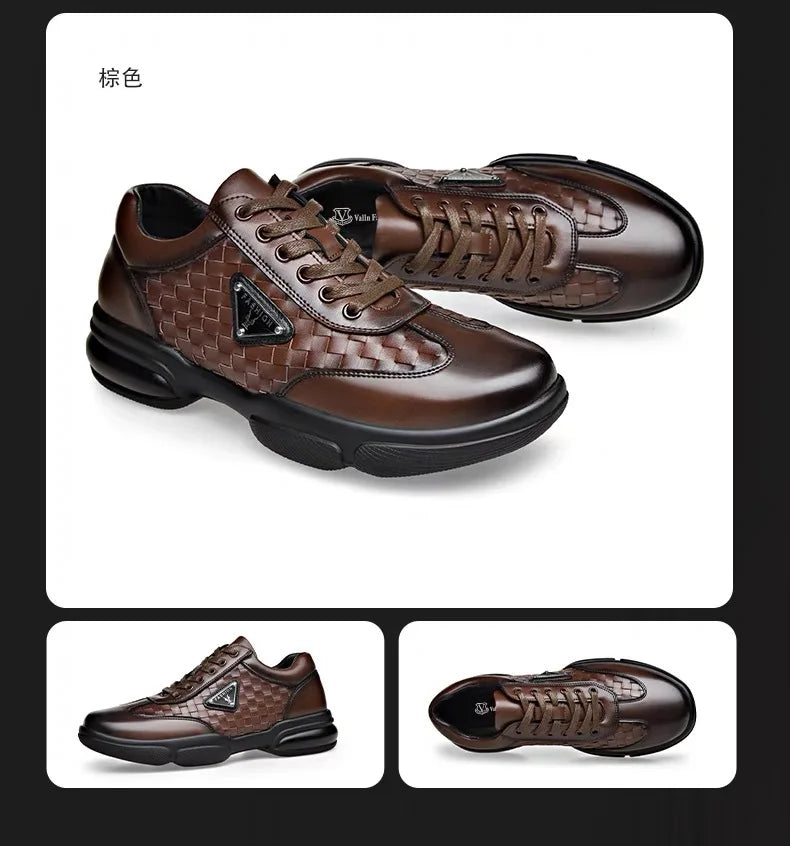 Men's Shoes Original Casual Leather Men Training Wear Resistant Sneakers Outdoor Male Treking Footwear Breathable Lace-up Shoes