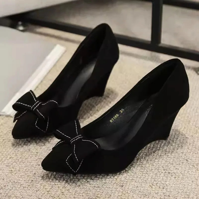 Women Shoes Fashion Wedges Platform Shoe Luxury Diamond Banquet Party Dress Shoes Pointe Shallow Mouth Single Shoe Zapatos Mujer