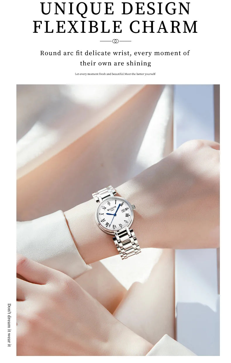 Watches for Women Stainless Steel Modern Hand Clock Female Gifts Luminous Waterproof Ladies Wristwatches for Women Montre Femme