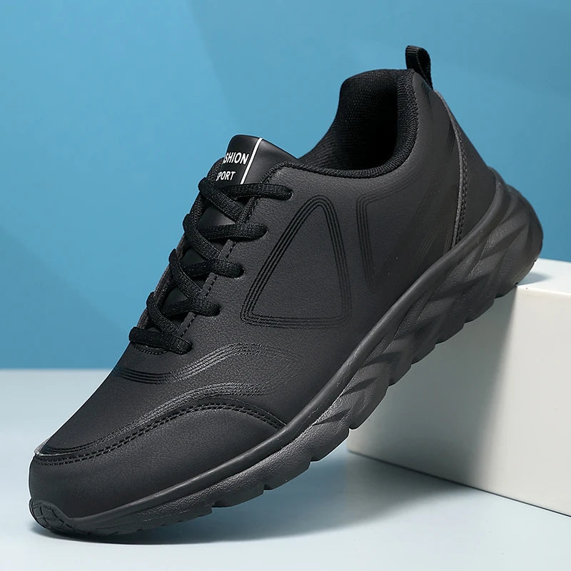 Men's Sports Shoes Leather Lightweight Comfortable Casual Shoes Cushioning Sports Shoes Outdoor Waterproof Walking Shoes for Men