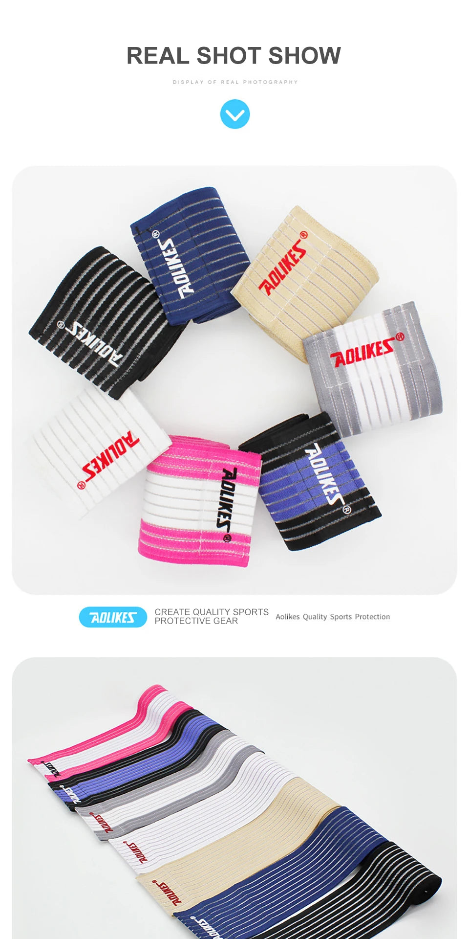 AOLIKES 1PC 40-180CM Elastic Bandage Compression Knee Support Sports Strap Knee Protector Bands Ankle Leg Elbow Wrist Calf Brace