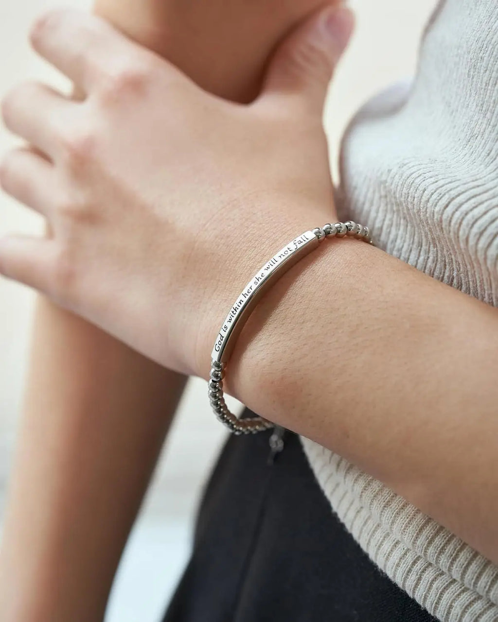 Religious Gift for Her God is Within Her She Will Not Fall Bible Verse Bracelet Gift for Her