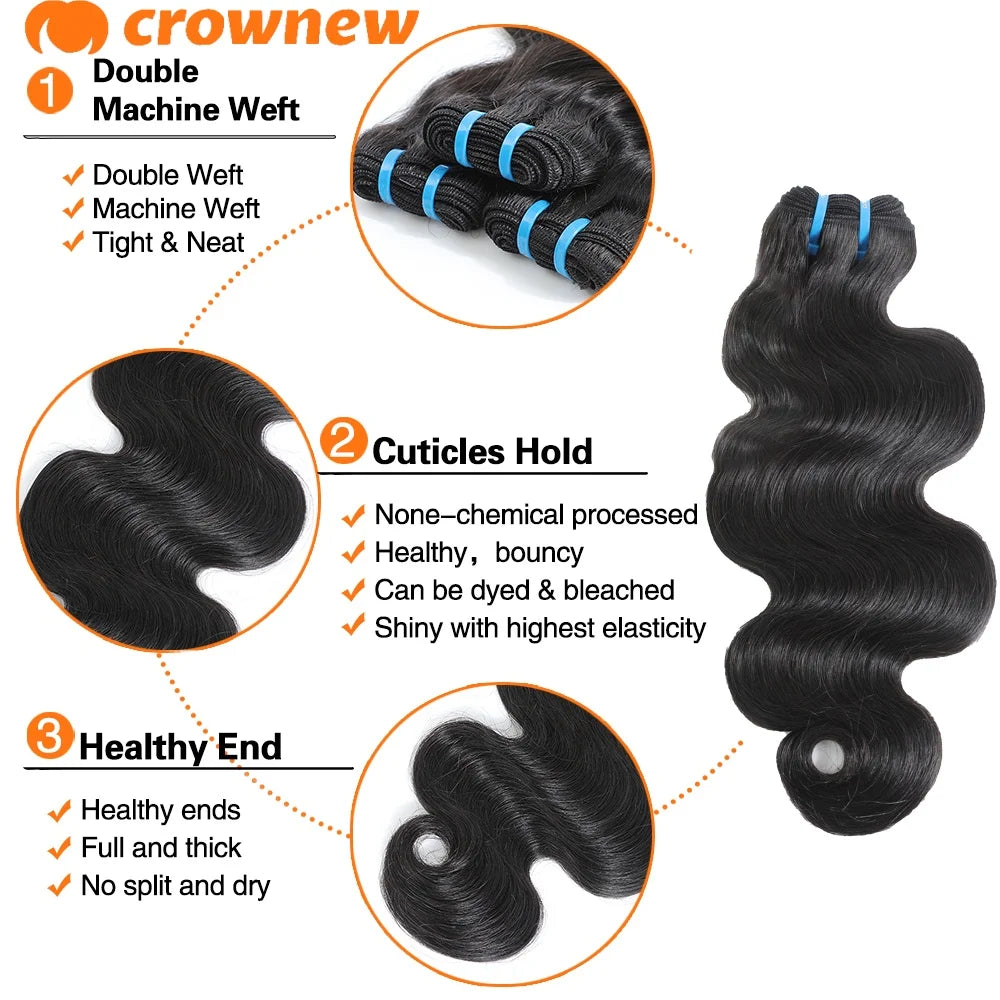 Body Wave Human Hair Bundles 16A Double Drawn 100% Human Hair Brazilian Virgin Human Hair Extensions For Women Cheap Human Hair