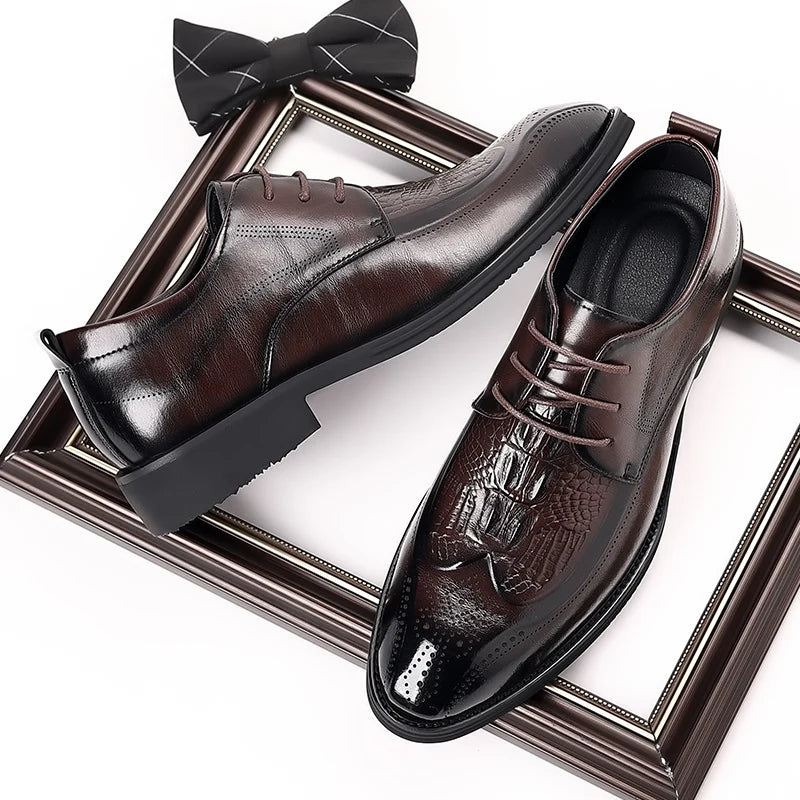 Luxury Brand Men's Glossy Leather Shoes High-end Banquet Dress Shoes Office Men's Pointed Business Shoes High-quality Versatile