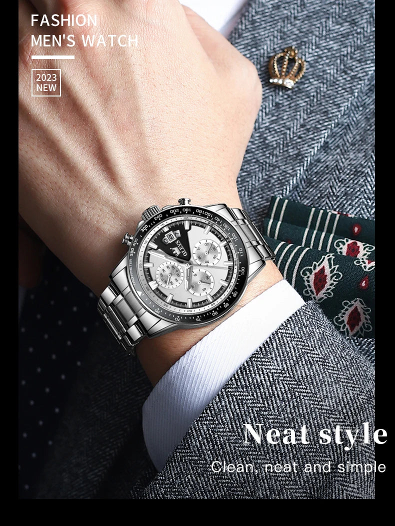OLEVS Top Men's Watches Luxury Waterproof Luminous Classic Quartz Wrist Watch for Men Chronograph STOP WATCH Sports Man Watch