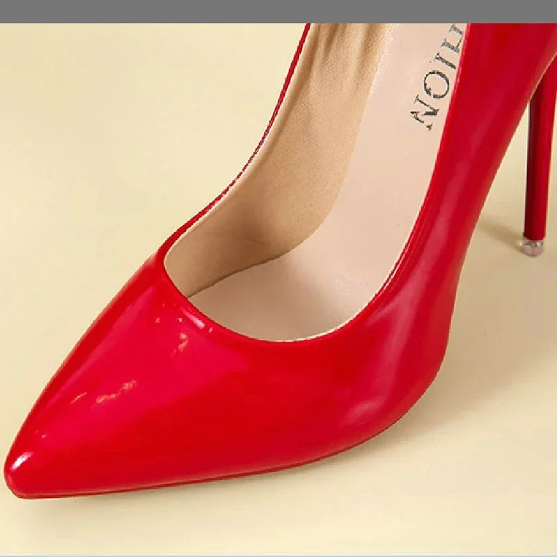 2024 Women Shoes Red High Heels Sexy Pointed Toe 12cm Pumps Wedding Dress Shoes Nude Black Color Red Rubber Bottom High Heels