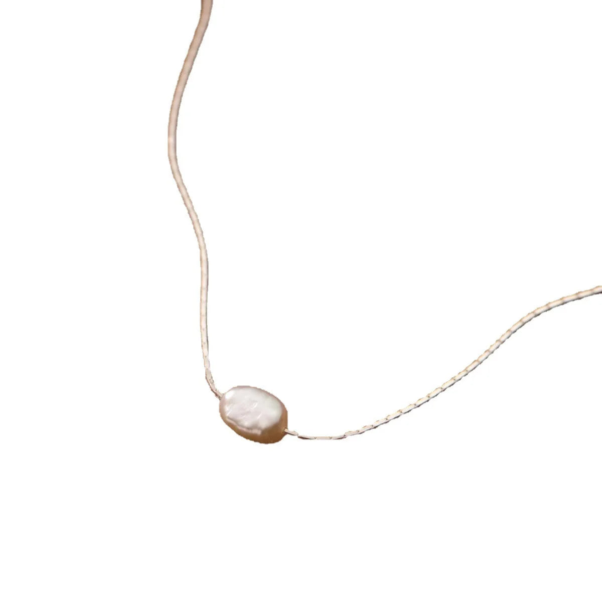 Minar Minimalist Single Freshwater Pearl Pendant Necklaces For Women Gold Plated Brass Snake Chain Choker Wholesale Jewelry