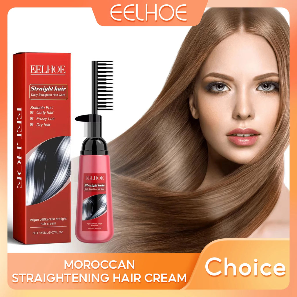 EELHOE Morocco Straight Hair Cream Keratin Smooth Straightening Cream for Frizzy Hair Softener Scalp Treatment Hair Care Produc