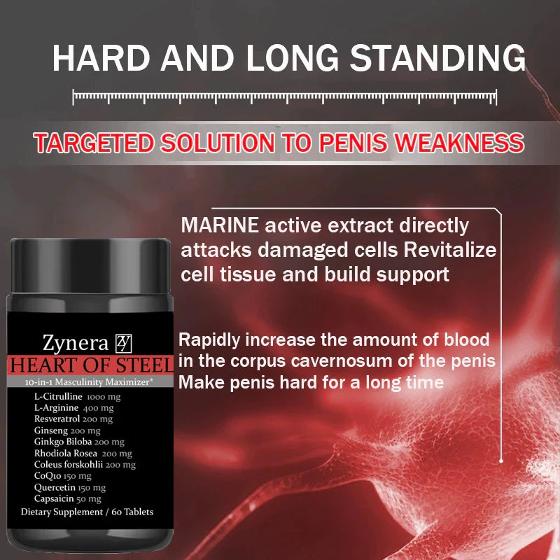 Male Strength and Endurance Supplement, Boost Performance, Supports Reproductive Health ，L-Citrulline L-Arginine Ginseng for Men
