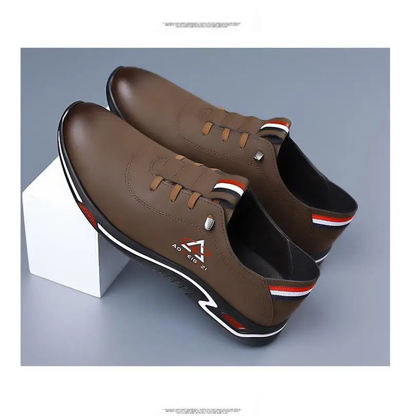 Men's Shoes Fashion Soft Soled Men Casual Shoes British Style Formal Shoes Breathable Lace-Up Bottom Light Sneakers Male Size