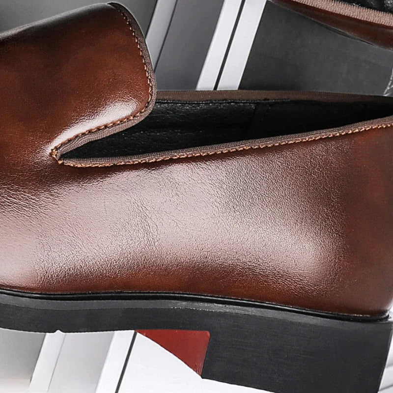 Red Sole Dress Shoes for Men Business Office Men Loafers Male Flats Driving Shoes Casual  Slip-On Wedding Leather Shoes