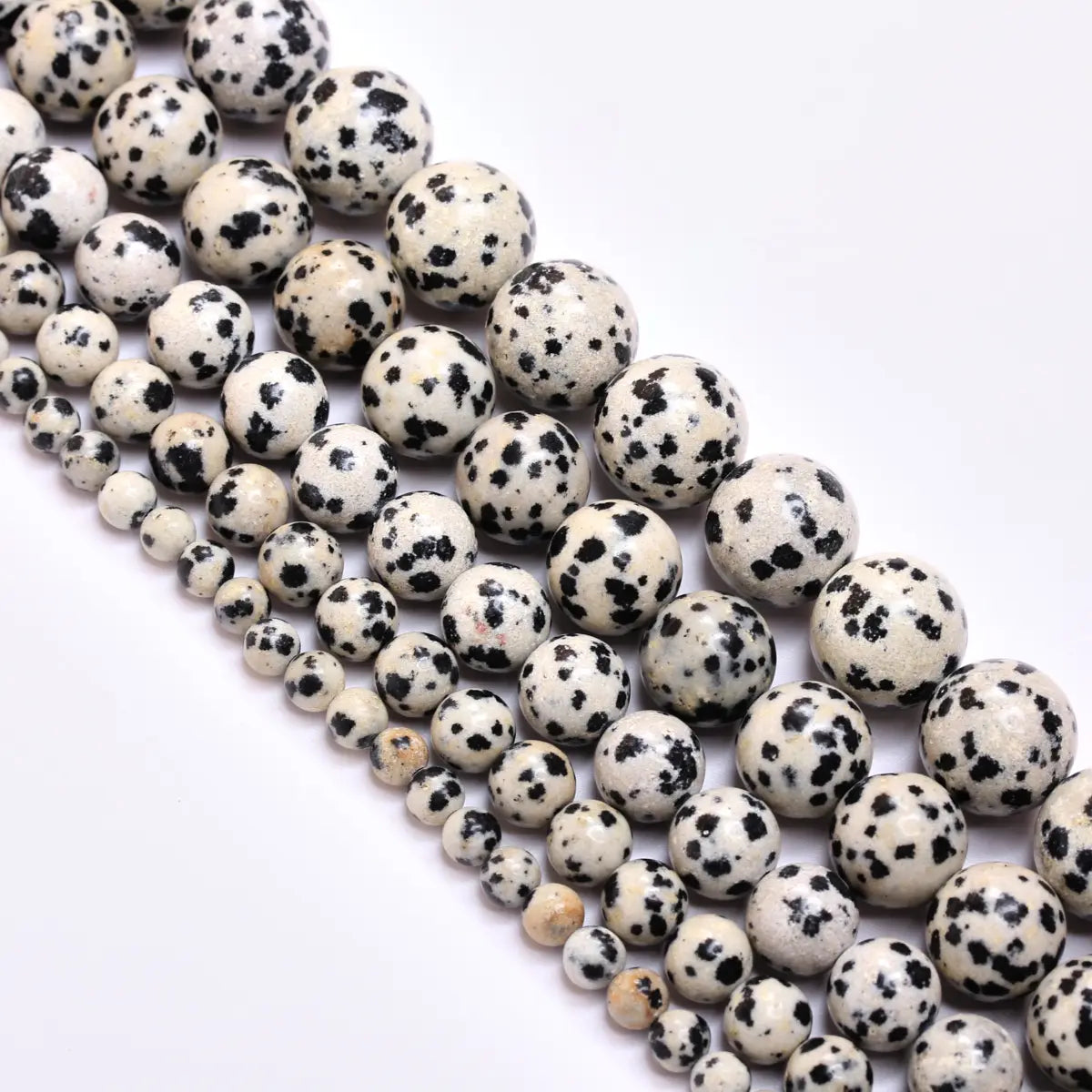 40-15pcs/bag 4mm/6mm/8mm/10mm/12mm Natural Stone Round Loose Dalmatian Jasper Bead for Jewelry Making DIY Bracelet