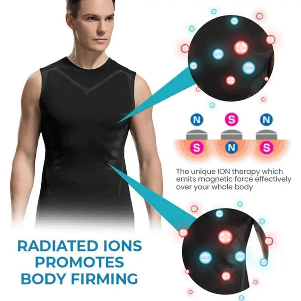 Ionic Shaping Vest Body Shaper Vest Compression Tank Top Men Slimming Tummy Vest Skin-friendly Tummy Control Sleeveless Shirts