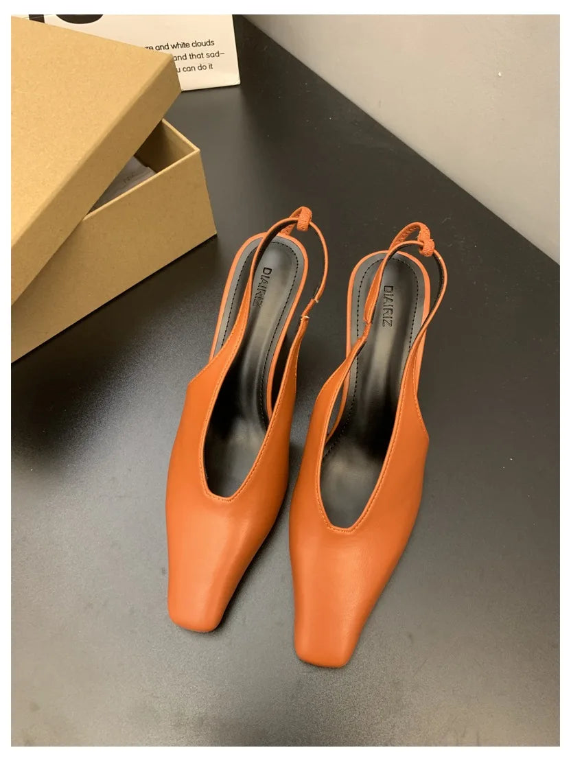 2026 New Spring Women Sandals Fashion Thin High Heels Pumps Square Toe Shallow Women's Shoes For Party Dress Mules Zapatos Mujer