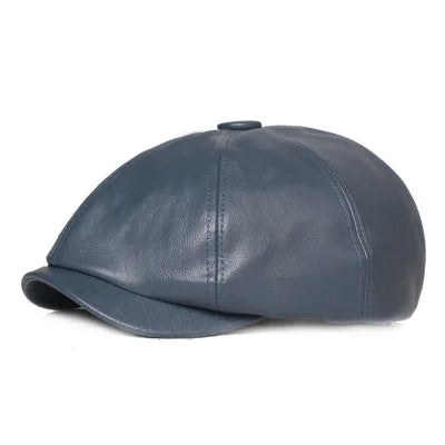 1 Pcs PU Leather Women Hat 2023 New Fashion Street French Artist Warm Beanie Cap Autumn Winter Retro Solid Color Black Beret