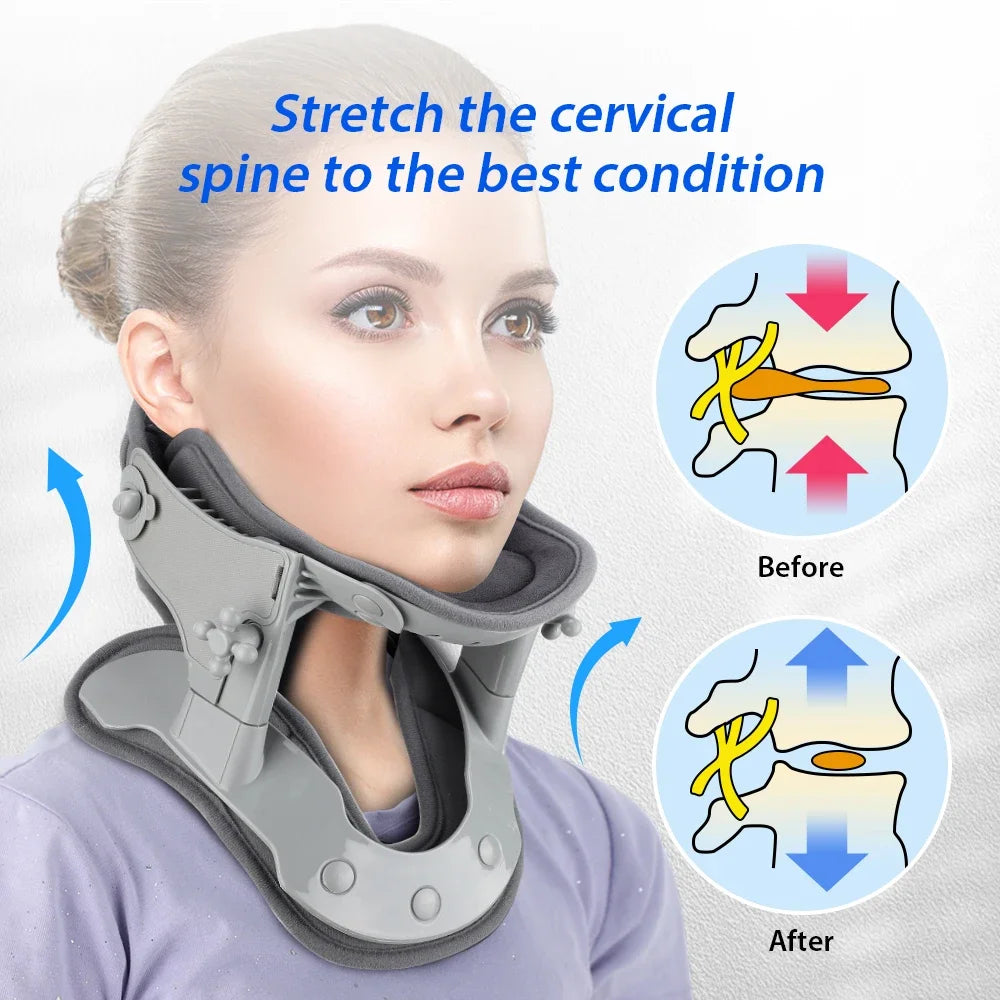 Medical Neck Traction Device Heating Cervical Collar Correction Kit Ergonomic Neck Retractor Cervical Collar Stretcher for Adult