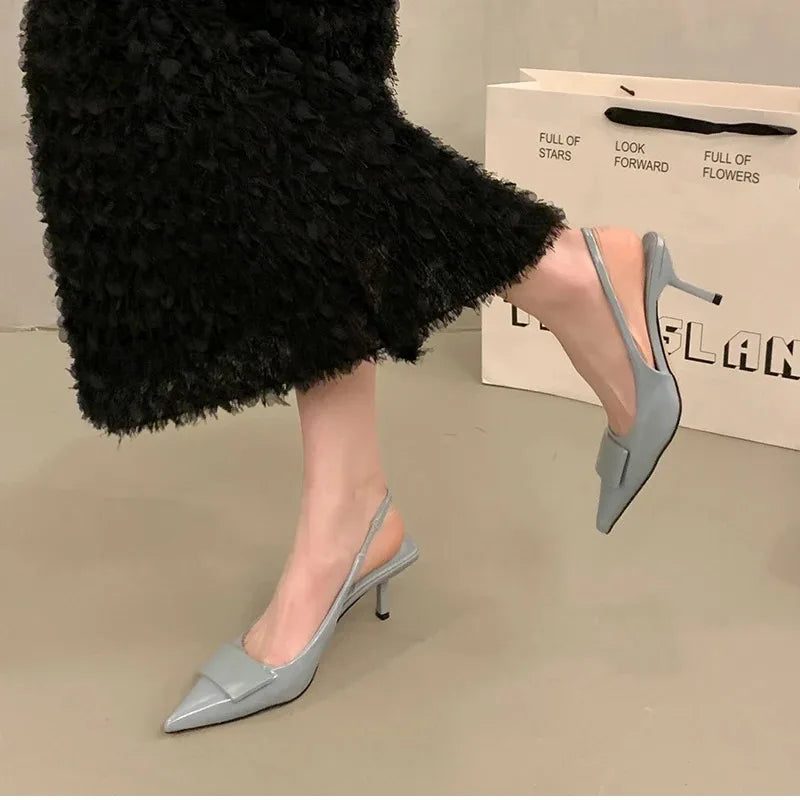 2025 Summer Women's Shoes High Heel Women Sandals Fashion Pointed Toe Singbacks Shoes Design Style Banquet Party Sandalias Shoes