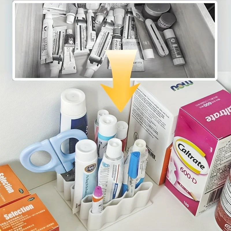 1pc 32-Slot Ointment Organizer | Medicine Storage Compartments, Multi-Use Holder for Medicine Cabinet Wall, Countertop, Vanity