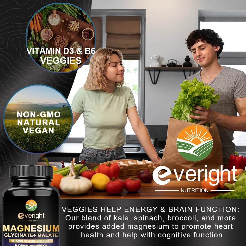 High Absorption Magnesium Glycinate - Supports Sleep, Mood, Muscles, Heart & Nervous System Health