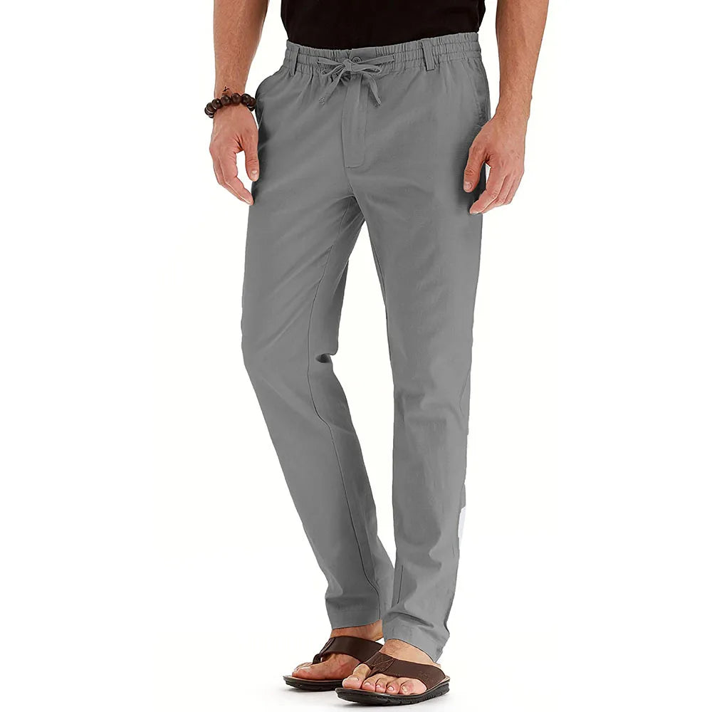 Large casual pants for men, trendy business casual pants for spring and autumn, comfortable straight leg solid color trousers