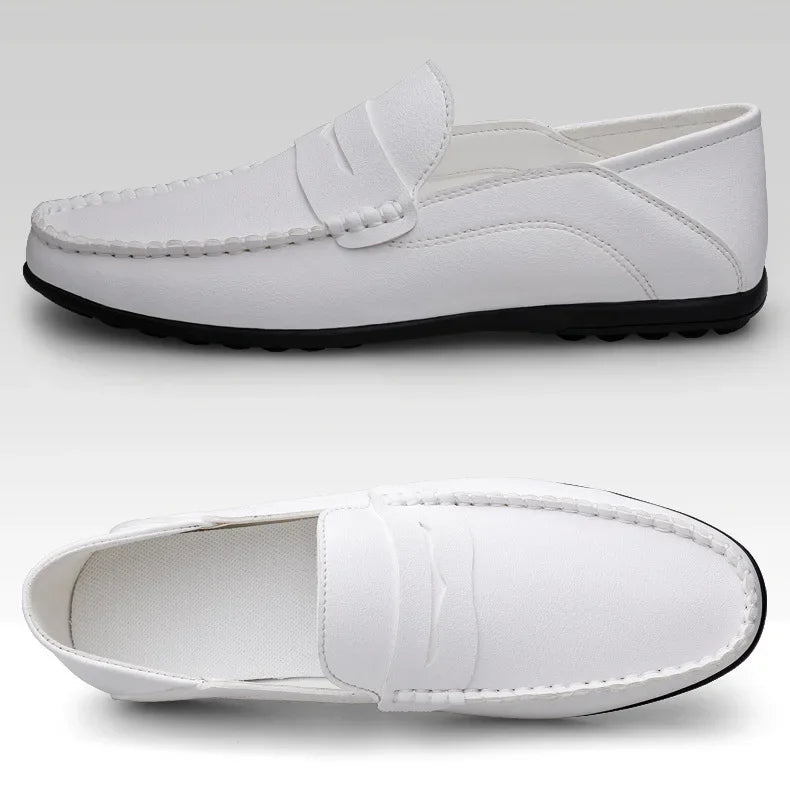 Summer new men's casual leather shoes spot 2024 cross-border large size trend fashion soft bean shoes low-top men's shoes