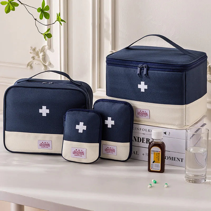 Medicine Organizer Bag for Family - Large Capacity Portable Drug Storage Pouch, First Aid Kit for Home & Travel Use