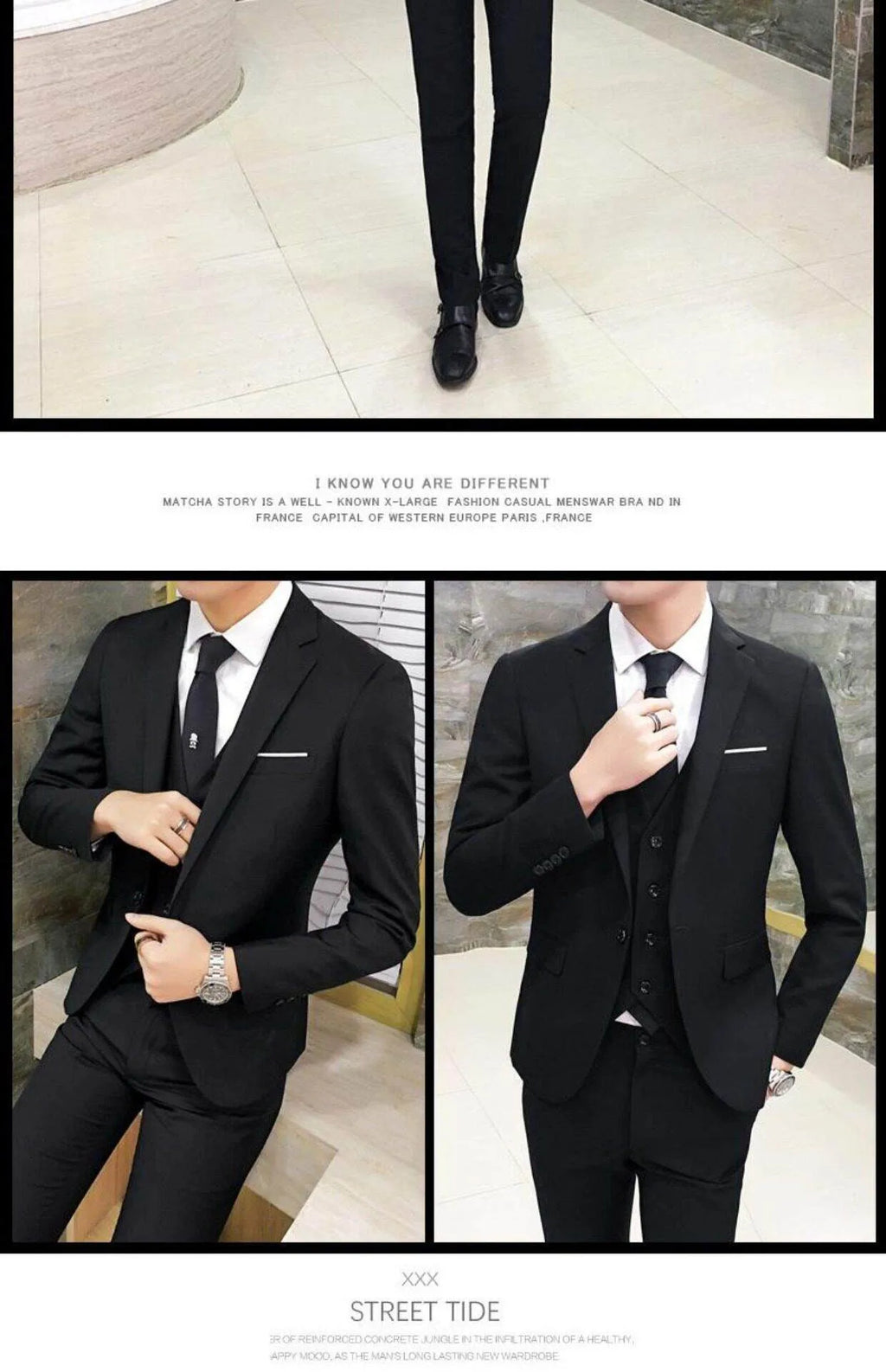Men's Three-Piece Suit Set Business Formal Tailored Wedding Groomsmen Dress Spring Fashion Urban Polyester Blend Standard Fit