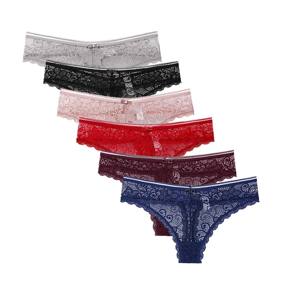 5 PCS/Set Sexy Lace Thongs Low Waist Underwear Women G-string Underpants Lady Bikini Panties Female Sexy Lingerie M-XL