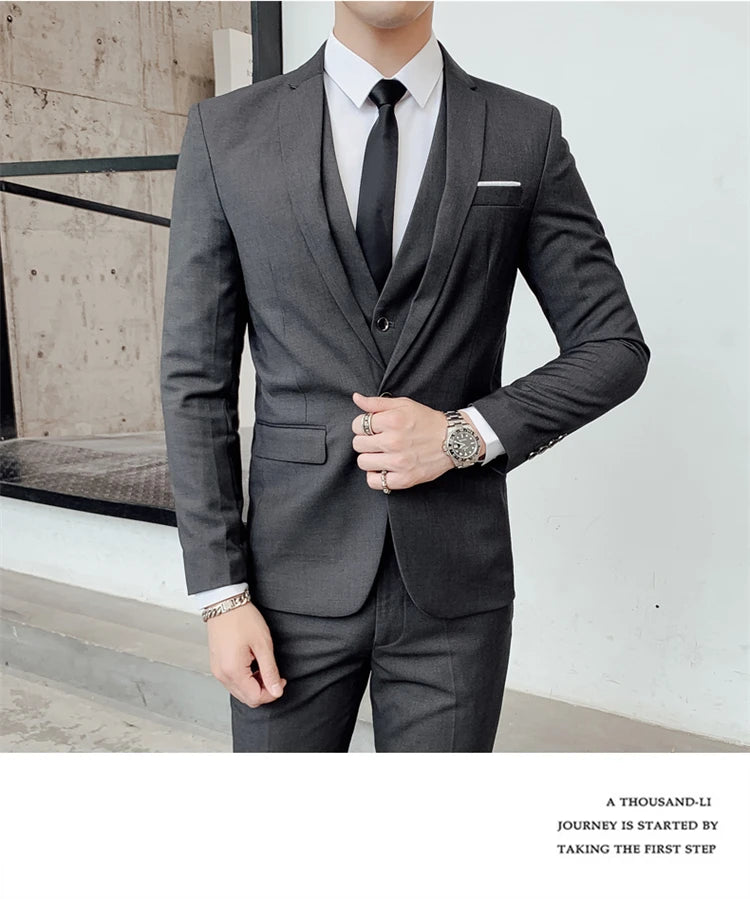 Suits for Men - 3 Pieces - New Fabrics - Fashionable Business Gentleman - Slim Fit - Wedding  Professional Business Formal Dress