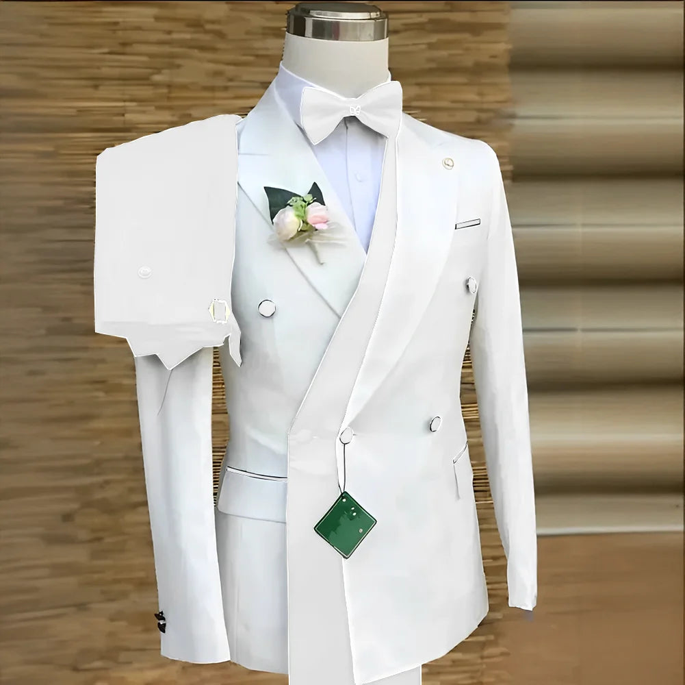 Double Breasted Formal Suits for Men Business Prom Blazer with Pants Wedding Groom Tuxedo Male Suits Custom 2 Pieces Suit Jacket